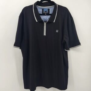 Collection by Michael Strahan XXL Black Polo Shirt Zip Neckline Short Sleeve